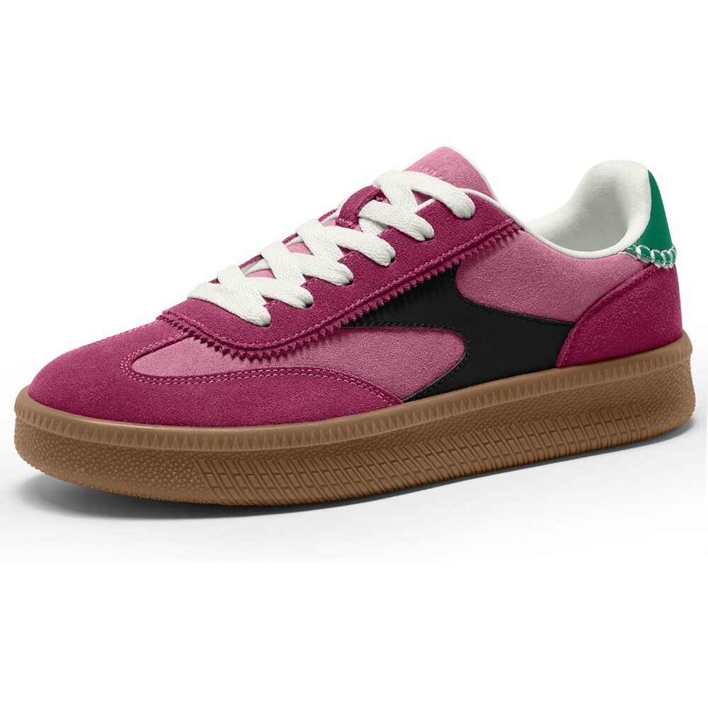 Women's Pink Casual Genuine Suede Classic Retro Gum Sole Fashion Sneakers